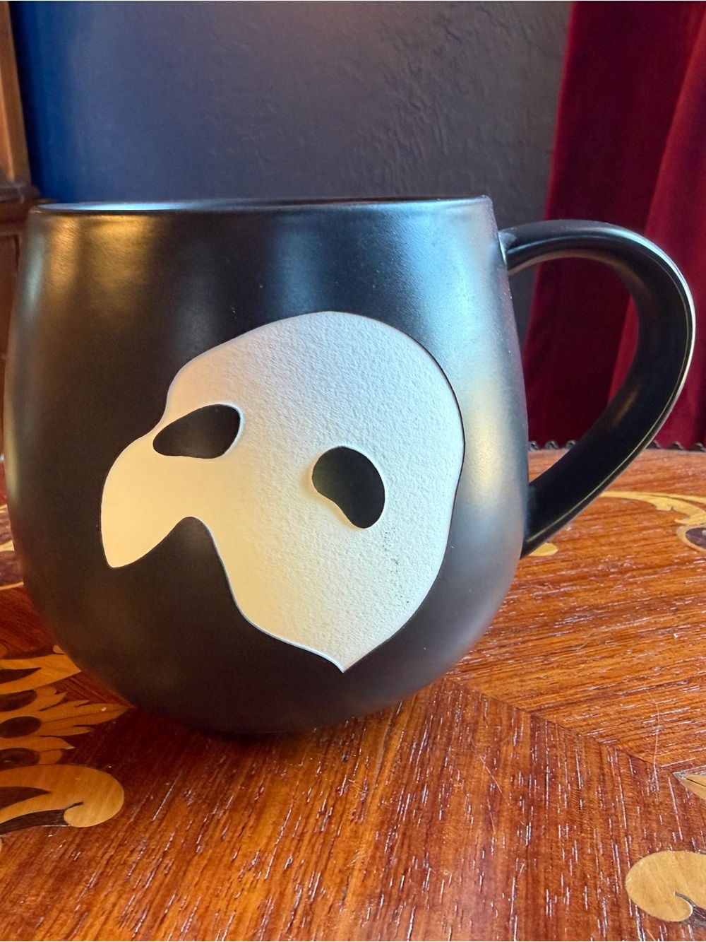 The Phantom of the Opera Playbill Black Mug w/ Phantom Mask Design